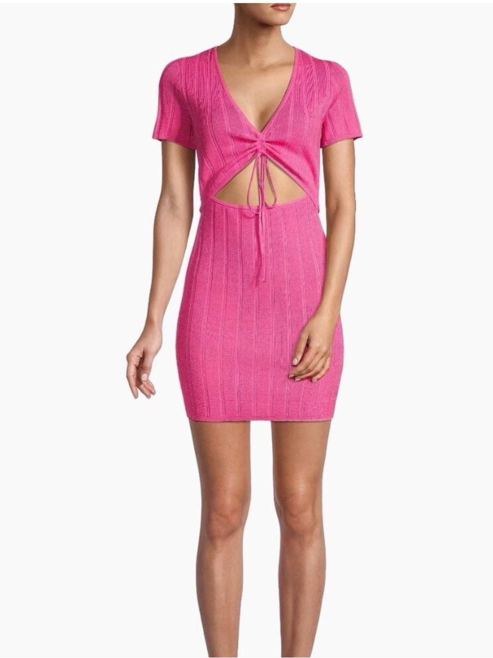 Hansen + Gretel Gianni Pink Cut-Out Ribbed Minidress
